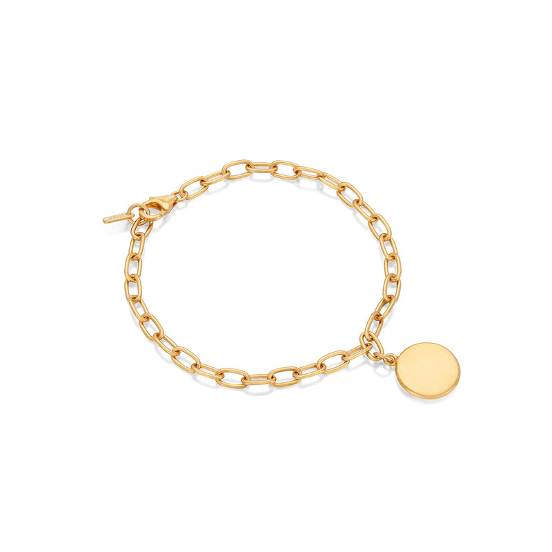Classic Smooth Rim Charm Bracelet - Gold - BR10117-GLD