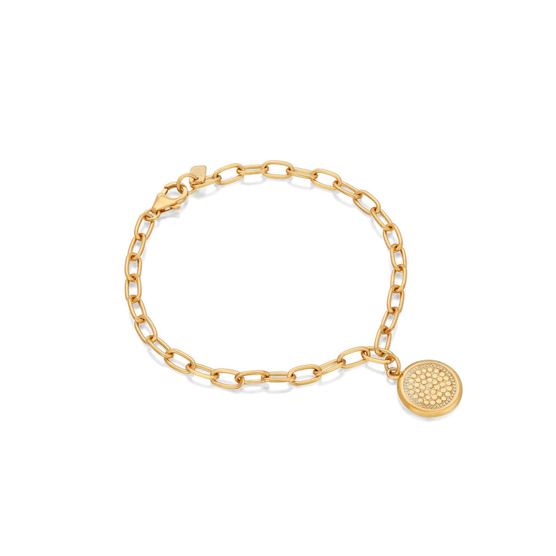 Classic Smooth Rim Charm Bracelet - Gold - BR10117-GLD