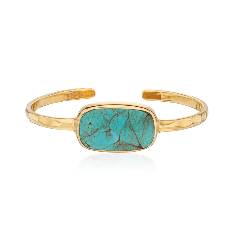 Turquoise Atitlán Cuff Bangle - Gold - BR10207-GTQ
