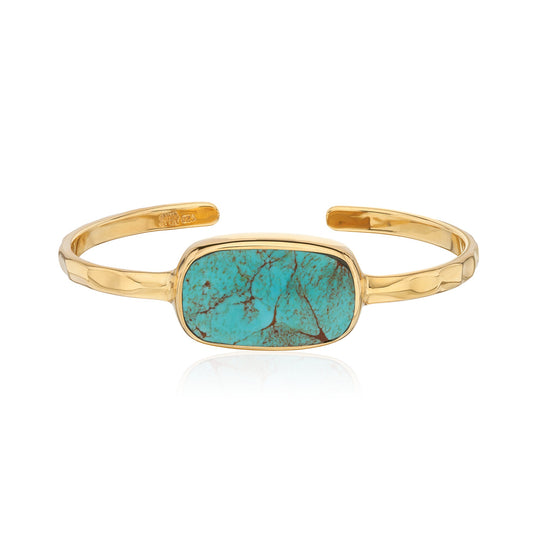 Turquoise Atitlán Cuff Bangle - Gold - BR10207-GTQ