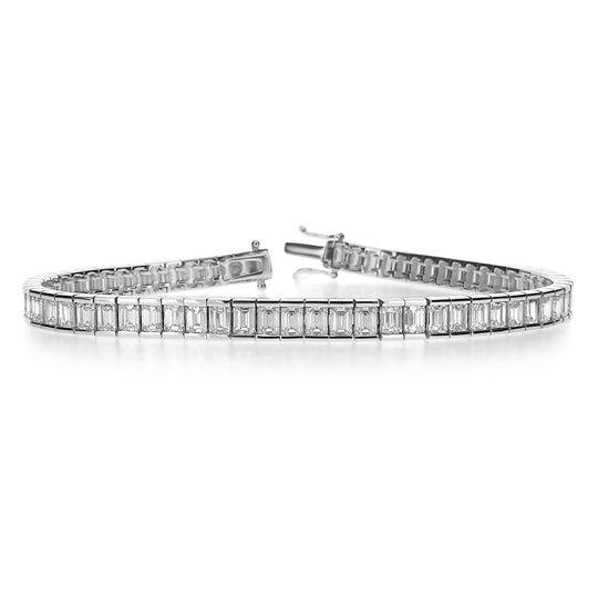Emerald Cut Diamond Line Bracelet, 9.76ct - 18ct White Gold