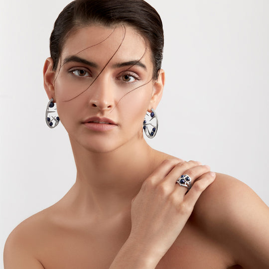 Blackthorn Pearl Hoop Earrings - Silver - BT016.SSBKEOS