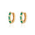 Baguette Green Stone Huggie Hoop Earrings - Gold - SPG-95