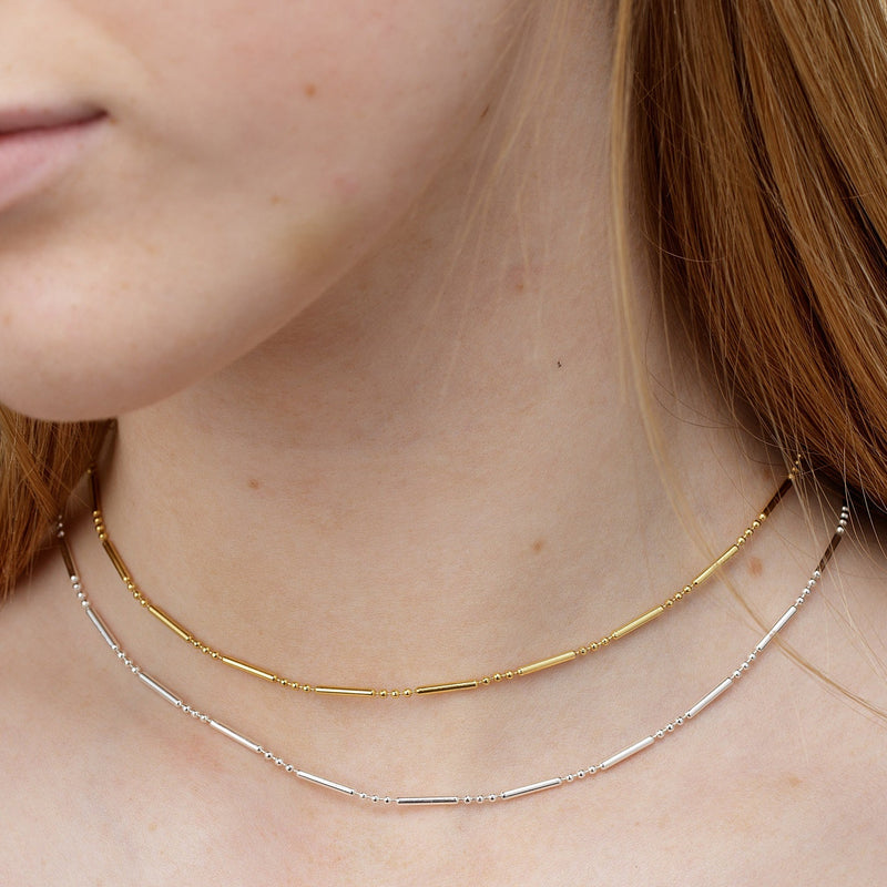 Bamboo Chain Choker - Silver - SPS-305