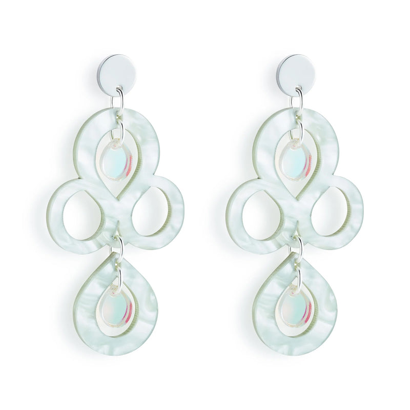 Petite Batik Earrings - Silver/Regent Green/Iridescent - SP-709