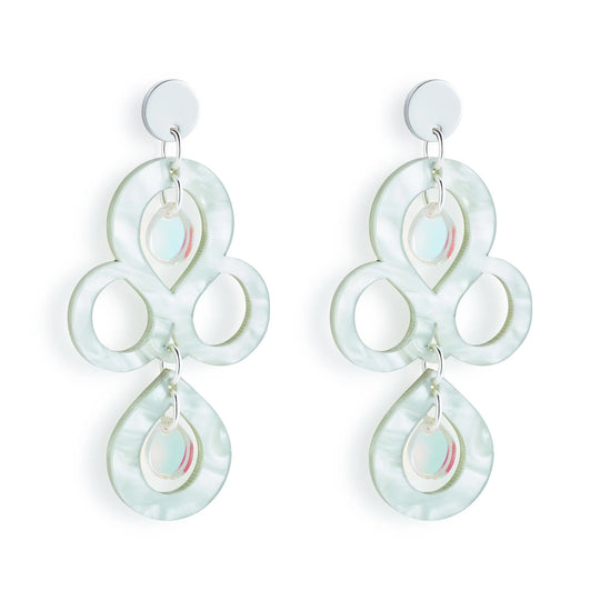 Petite Batik Earrings - Silver/Regent Green/Iridescent - SP-709