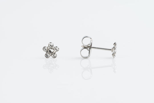 Daisy Crystal Stud Earrings - Stainless Steel - 7512-6004