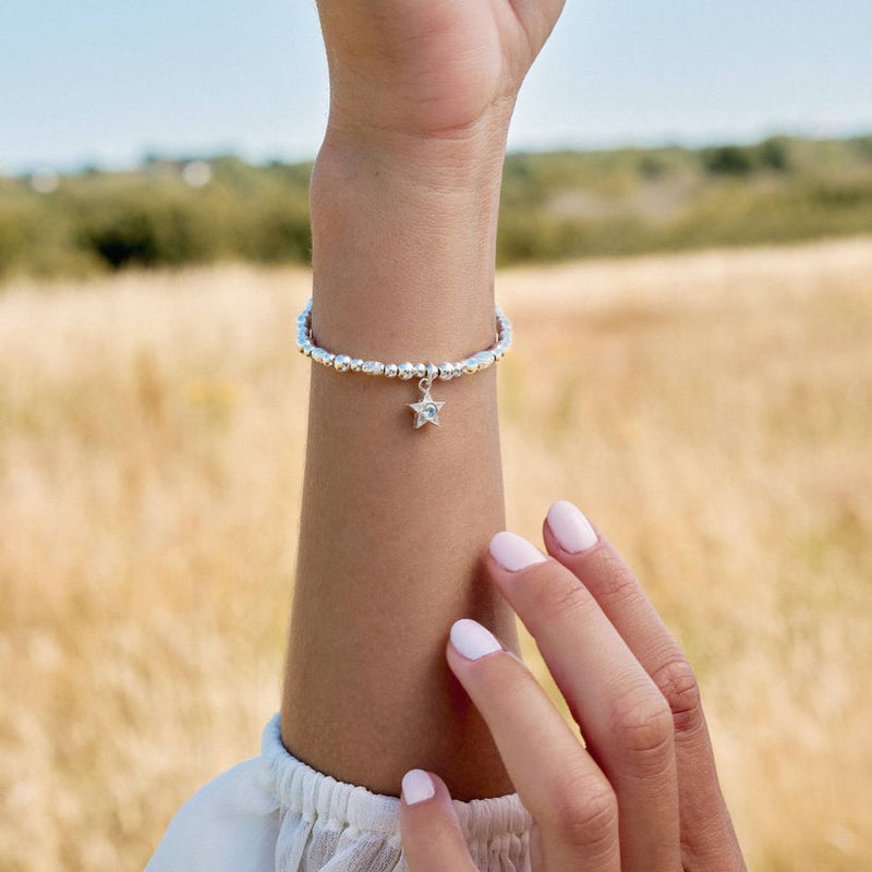 March Birthstone Bracelet - Silver - SBBCB3484