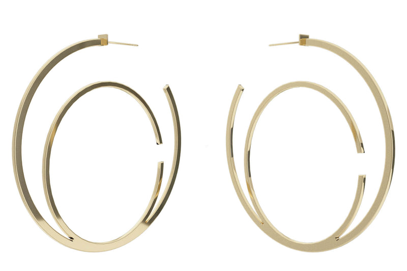 Large Alphabet Hoop Earrings, Letter C - Gold