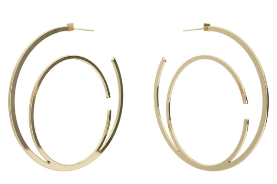 Large Alphabet Hoop Earrings, Letter C - Gold