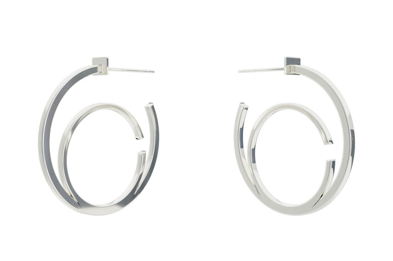 Small Alphabet Hoop Earring, Single Letter C, Right - Silver