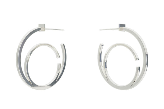 Small Alphabet Hoop Earrings, Letter C - Silver