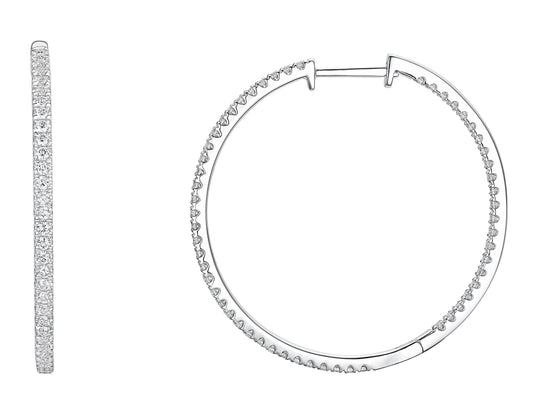 Diamond Round Hoop Earrings, 1.00ct - 9ct White Gold - C20.0091.9WEA