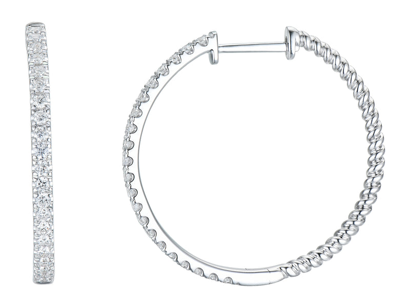 Diamond Round Hoop Earrings, 0.50ct - 9ct White Gold - C20.0094.9WEA