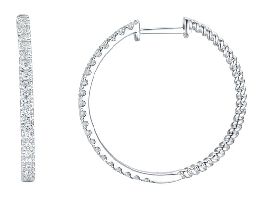 Diamond Round Hoop Earrings, 0.50ct - 9ct White Gold - C20.0094.9WEA