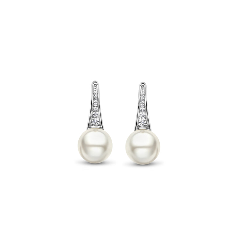 Milano Pearl Drop Earrings - Silver - 7938PW
