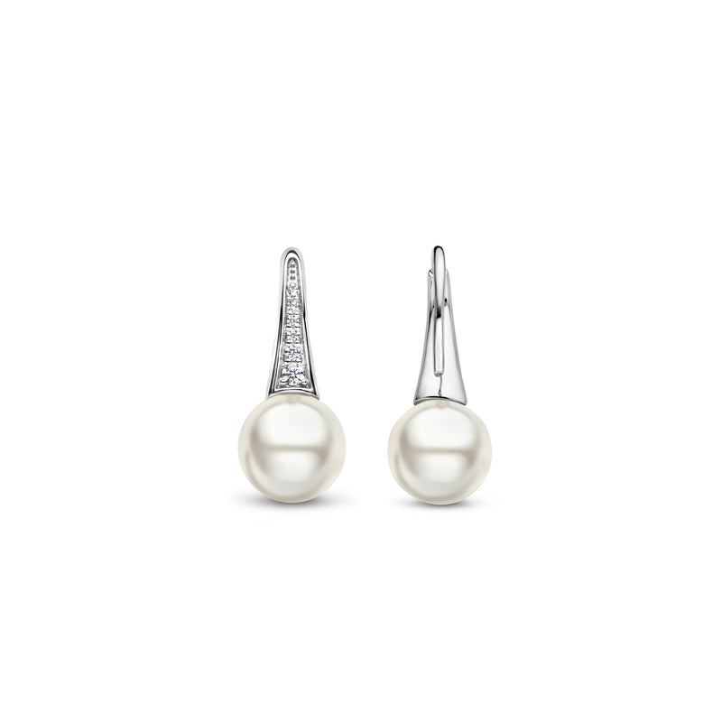 Milano Pearl Drop Earrings - Silver - 7938PW