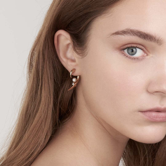 Cherry Blossom Pearl Hook Earrings - Gold - CB051.YVNAEOS