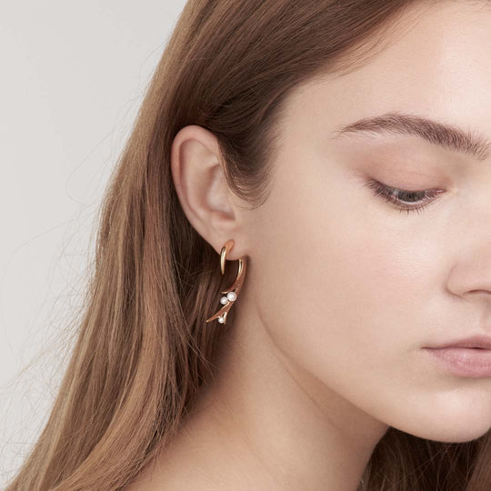 Cherry Blossom Large Hook Earrings - Gold - CB052.YVNAEOS