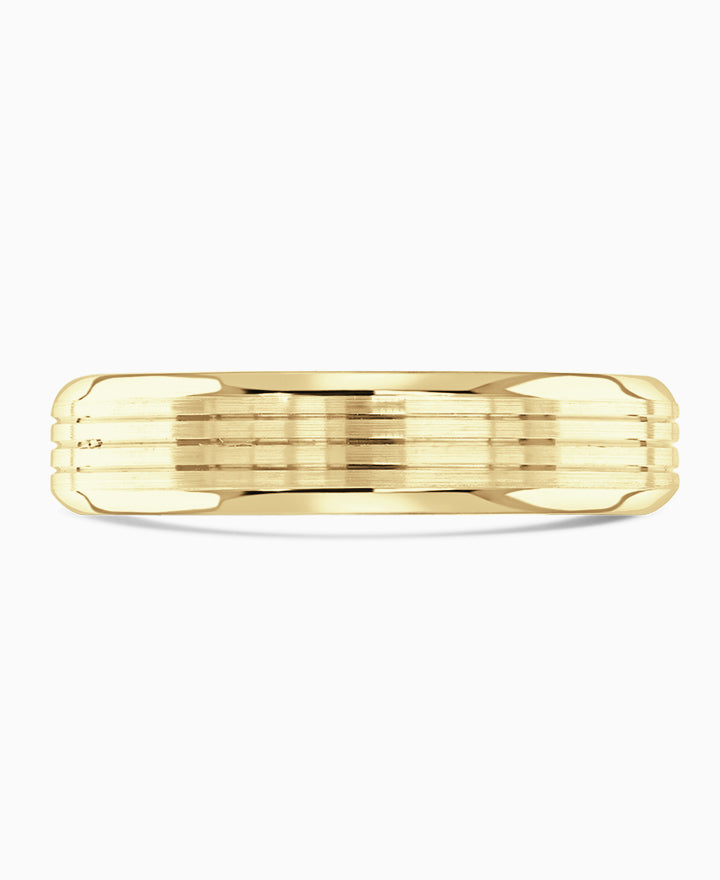 Rocket Patterned 18ct Yellow Gold Gents Wedding Ring
