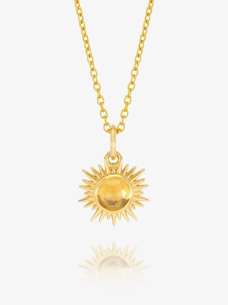 Eternal Sun Citrine Sun Necklace - Gold - CLN04GP