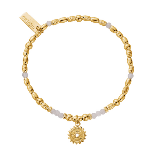 Moonstone Crown Chakra Bracelet - Gold - GBMS769