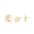 Celestial Set Of 3 Single Stud Earrings - Gold - SPESGS24-25-26
