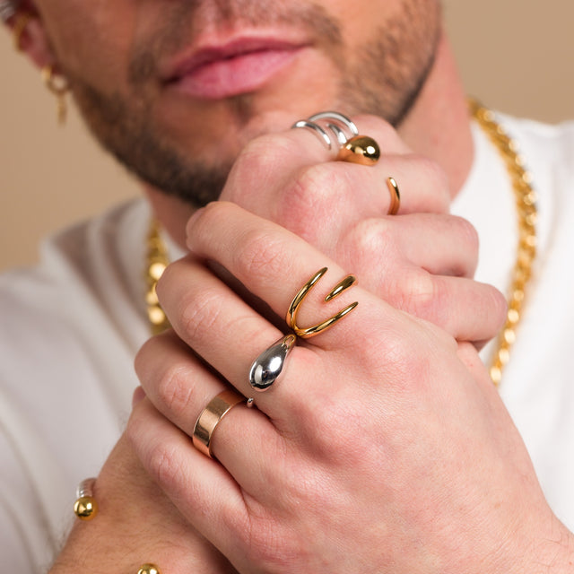 Claw Triple Band Open Ring - Gold - SPG-50