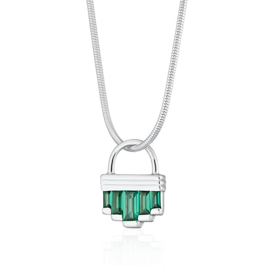 Green Cleopatra Snake Chain Necklace - Silver - SPS-94-SNAKE