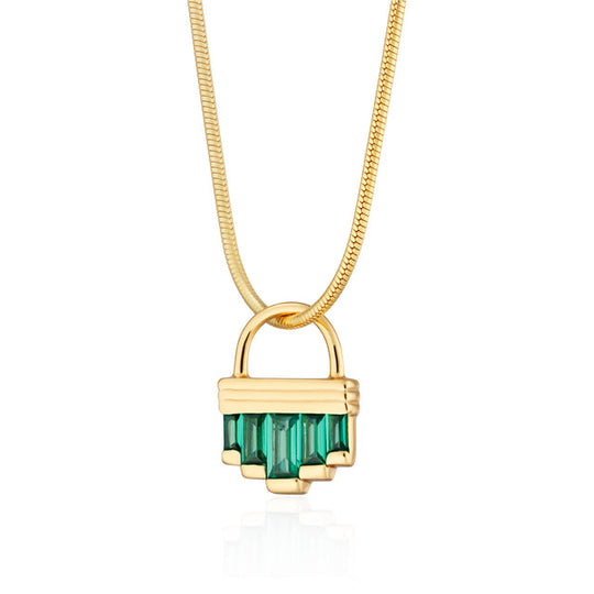Green Cleopatra Snake Chain Necklace - Gold - SPG-94-SNAKE