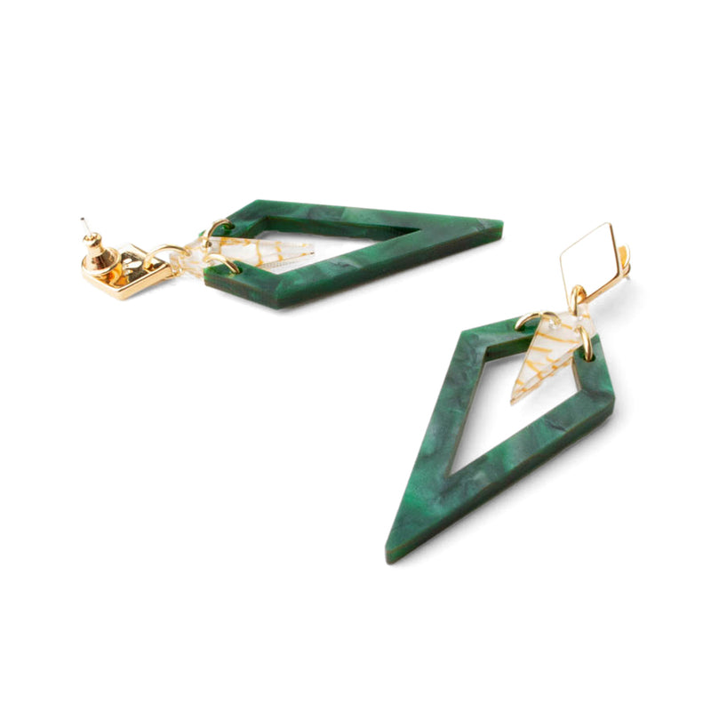 Emerald Pearl Arrowhead Earrings - Gold - 21EAHep