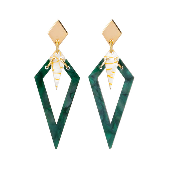 Emerald Pearl Arrowhead Earrings - Gold - 21EAHep