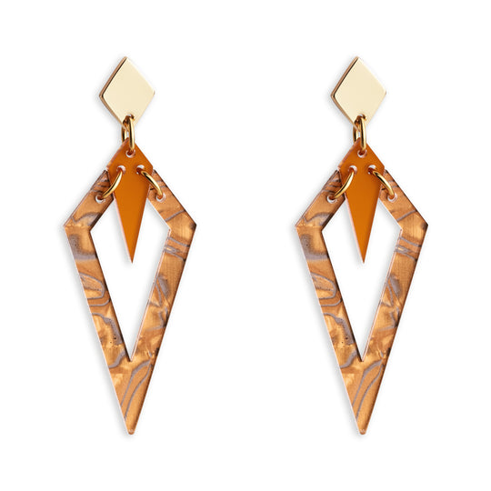 Tiger Shell Arrowhead Earrings - Gold - SP-686