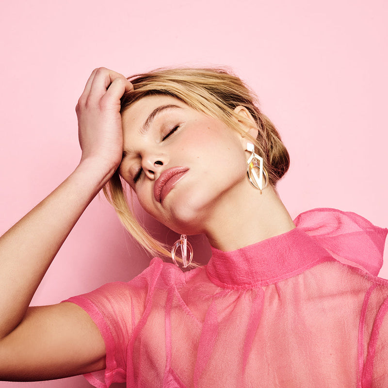 Petite Crescent Hoop Earrings - Silver/Iridescent - SP-766