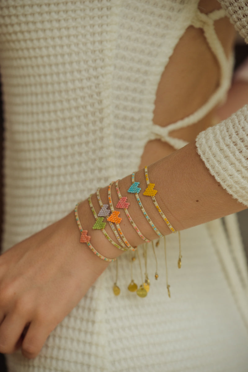 Heartsy Row Bracelet - Blue/White/Gold - BE-XS-11402