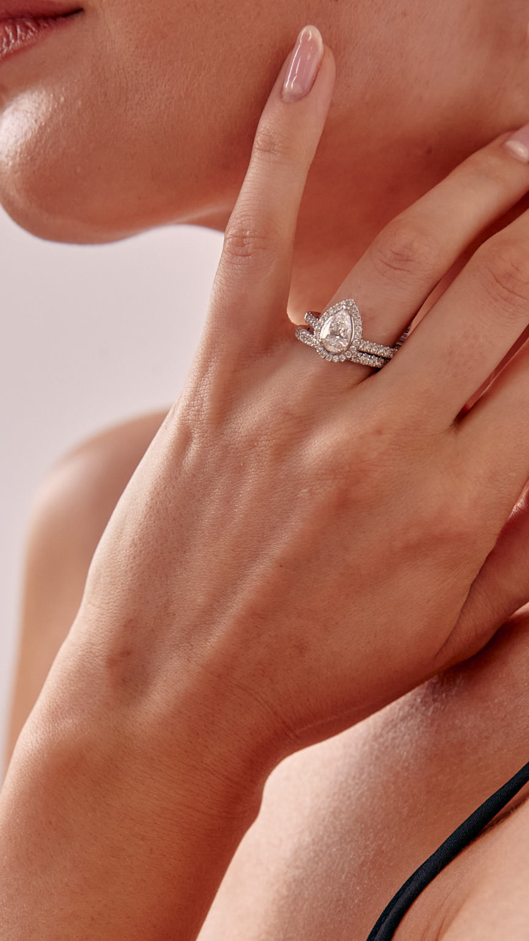 18k Rose Gold Halo Pear Shape Morganite Ring with Diamond Shank – Venus  Diamond