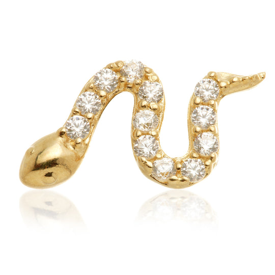 Internal Snake Attachment Earring - 14ct Yellow Gold - TLQ145-14K-Y