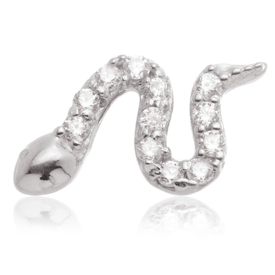 Internal Snake Attachment Earrings - 14ct White Gold - TLQ145-14K-W
