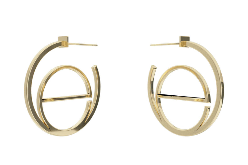 Small Alphabet Hoop Earrings, Letter E - Gold