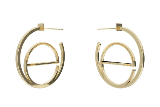 Small Alphabet Hoop Earrings, Letter E - Gold