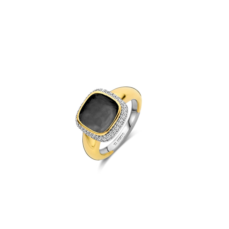 Milano Black Stone Ring - Gold - 12330BL