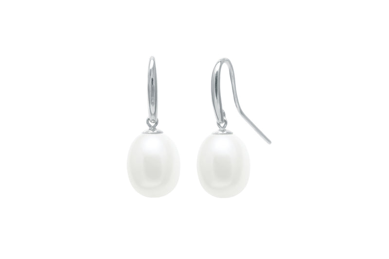 Teardrop Freshwater Pearl Drop Earrings, 9-10mm - 9ct White Gold - EDSHEPWG9W