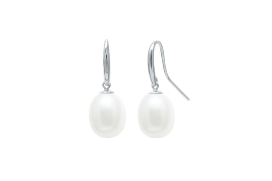 Teardrop Freshwater Pearl Drop Earrings, 9-10mm - 9ct White Gold - EDSHEPWG9W