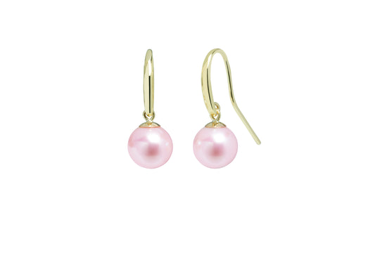 Pink Freshwater Pearl Drop Earrings, 8-8.5mm - 9ct Yellow Gold - EDSHEPYGR8P