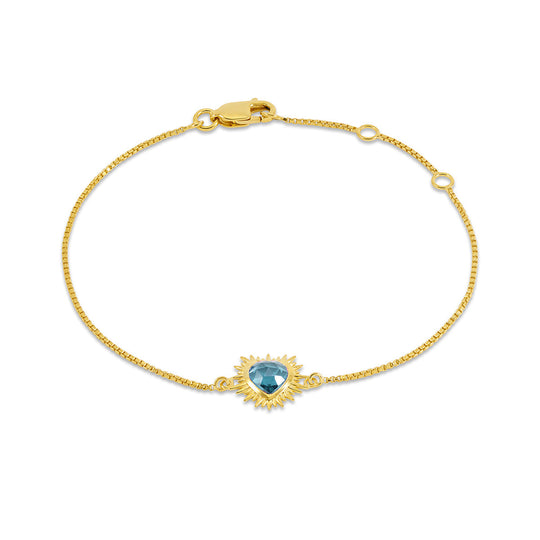 Electric Love Blue Topaz Heart Bracelet - Gold - EGHB1BTGP