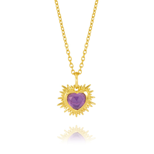 Electric Heart Mini Amethyst Necklace - Gold - EGHN5AMGP