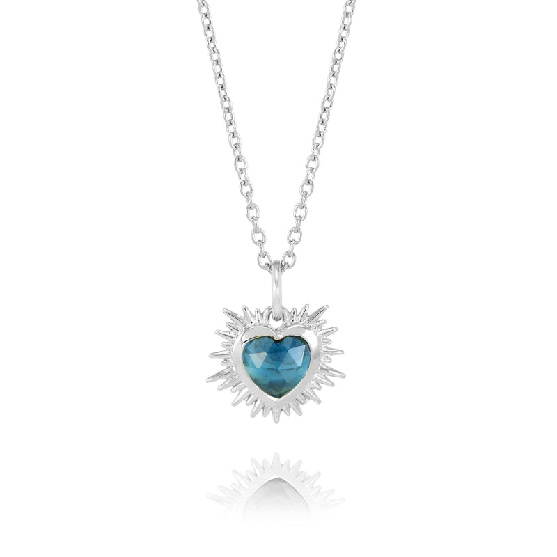 Electric Heart Mini Blue Topaz Necklace - Silver - EGHN5BTS