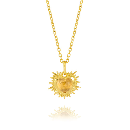 Electric Heart Mini Citrine Necklace - Gold - EGHN5CIGP