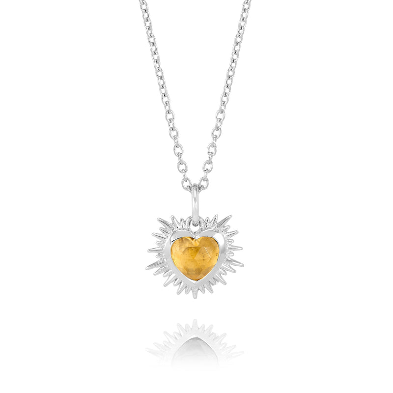 Electric Heart Mini Citrine Necklace - Silver - EGHN5CIS