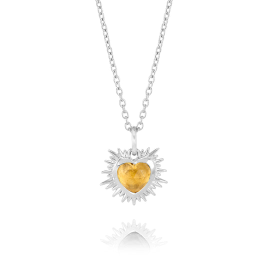 Electric Heart Mini Citrine Necklace - Silver - EGHN5CIS